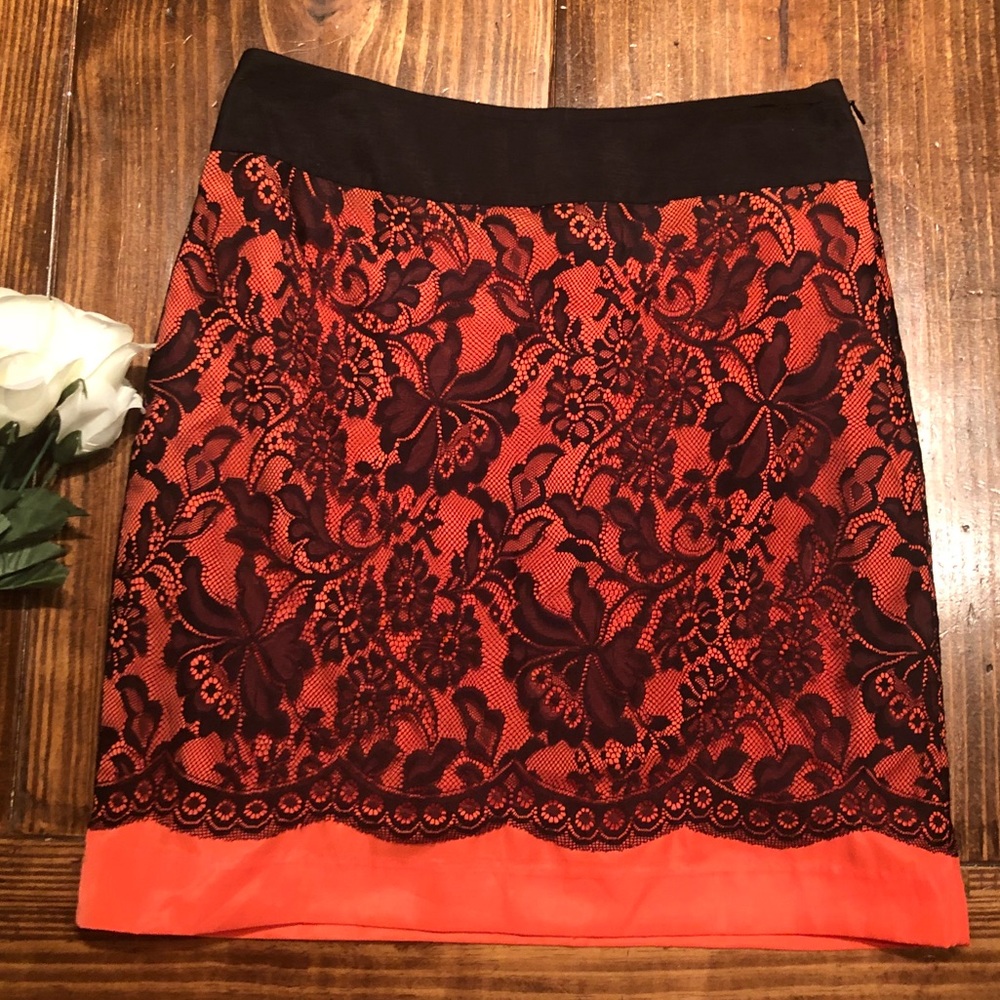 orange skirt with black lace overlay the Limited